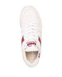 Baskets basses en cuir blanc et rouge Diadora