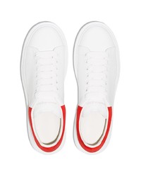 Baskets basses en cuir blanc et rouge Alexander McQueen