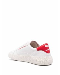 Baskets basses en cuir blanc et rouge Puraai