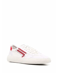 Baskets basses en cuir blanc et rouge Puraai