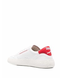 Baskets basses en cuir blanc et rouge Puraai