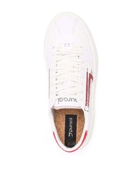 Baskets basses en cuir blanc et rouge Puraai