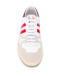 Baskets basses en cuir blanc et rouge Lanvin