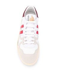 Baskets basses en cuir blanc et rouge Lanvin