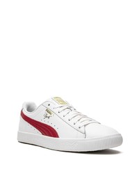 Baskets basses en cuir blanc et rouge Puma