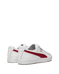 Baskets basses en cuir blanc et rouge Puma