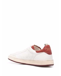 Baskets basses en cuir blanc et rouge Officine Creative