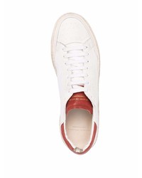 Baskets basses en cuir blanc et rouge Officine Creative