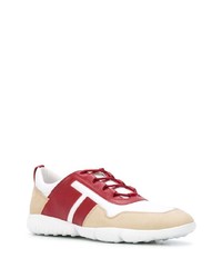 Baskets basses en cuir blanc et rouge Tod's