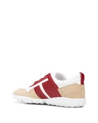 Baskets basses en cuir blanc et rouge Tod's