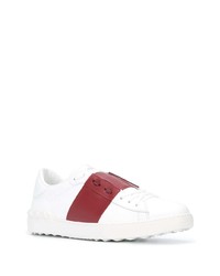 Baskets basses en cuir blanc et rouge Valentino Garavani