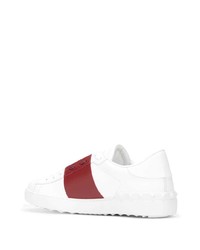 Baskets basses en cuir blanc et rouge Valentino Garavani