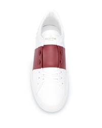 Baskets basses en cuir blanc et rouge Valentino Garavani