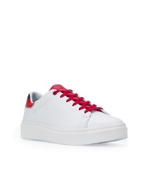 Baskets basses en cuir blanc et rouge Tommy Hilfiger