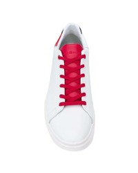 Baskets basses en cuir blanc et rouge Tommy Hilfiger