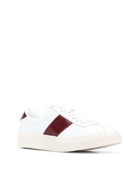 Baskets basses en cuir blanc et rouge Tom Ford