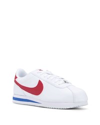 Baskets basses en cuir blanc et rouge Nike