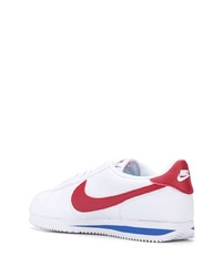 Baskets basses en cuir blanc et rouge Nike