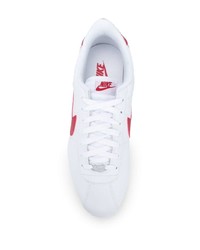 Baskets basses en cuir blanc et rouge Nike