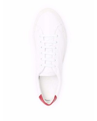 Baskets basses en cuir blanc et rouge Scarosso