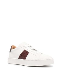 Baskets basses en cuir blanc et rouge Santoni