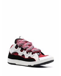 Baskets basses en cuir blanc et rouge Lanvin