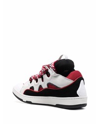 Baskets basses en cuir blanc et rouge Lanvin