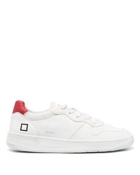 Baskets basses en cuir blanc et rouge D.A.T.E