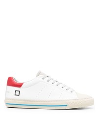 Baskets basses en cuir blanc et rouge D.A.T.E