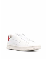 Baskets basses en cuir blanc et rouge Diesel