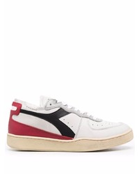 Baskets basses en cuir blanc et rouge Diadora