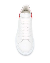 Baskets basses en cuir blanc et rouge Alexander McQueen