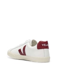 Baskets basses en cuir blanc et rouge Veja