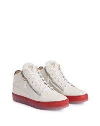 Baskets basses en cuir blanc et rouge Giuseppe Zanotti