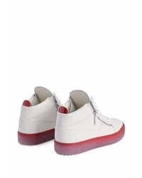 Baskets basses en cuir blanc et rouge Giuseppe Zanotti