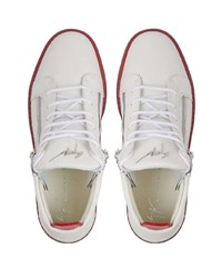 Baskets basses en cuir blanc et rouge Giuseppe Zanotti