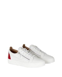 Baskets basses en cuir blanc et rouge Giuseppe Zanotti