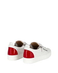 Baskets basses en cuir blanc et rouge Giuseppe Zanotti