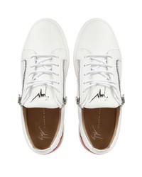 Baskets basses en cuir blanc et rouge Giuseppe Zanotti