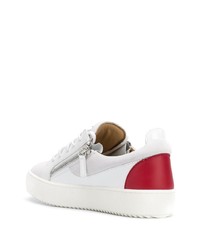 Baskets basses en cuir blanc et rouge Giuseppe Zanotti