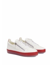 Baskets basses en cuir blanc et rouge Giuseppe Zanotti