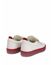 Baskets basses en cuir blanc et rouge Giuseppe Zanotti