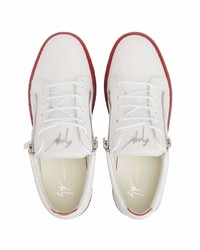 Baskets basses en cuir blanc et rouge Giuseppe Zanotti