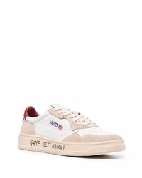 Baskets basses en cuir blanc et rouge AUTRY