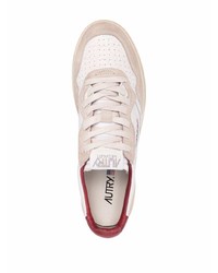 Baskets basses en cuir blanc et rouge AUTRY