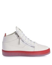 Baskets basses en cuir blanc et rouge Giuseppe Zanotti