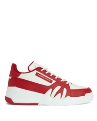 Baskets basses en cuir blanc et rouge Giuseppe Zanotti