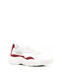 Baskets basses en cuir blanc et rouge Valentino Garavani