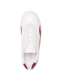 Baskets basses en cuir blanc et rouge Valentino Garavani