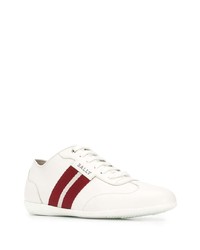 Baskets basses en cuir blanc et rouge Bally